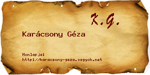 Karácsony Géza névjegykártya