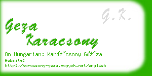 geza karacsony business card